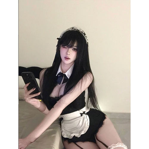 SALTCRUSH 原创新款连体衣cos兔女郎女仆吊带睡衣蕾丝制服带胸垫