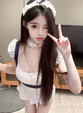 SLOWBURN 原创cosplay女仆制服套装纯欲辣妹连体衣带胸垫睡衣