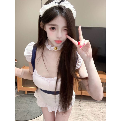 SLOWBURN 原创cosplay女仆制服套装纯欲辣妹连体衣带胸垫睡衣