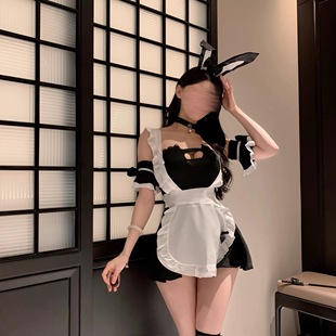 SALTCRUSH cosplay兔女郎女佣制服 性感纯欲蕾丝边镂空女仆套装