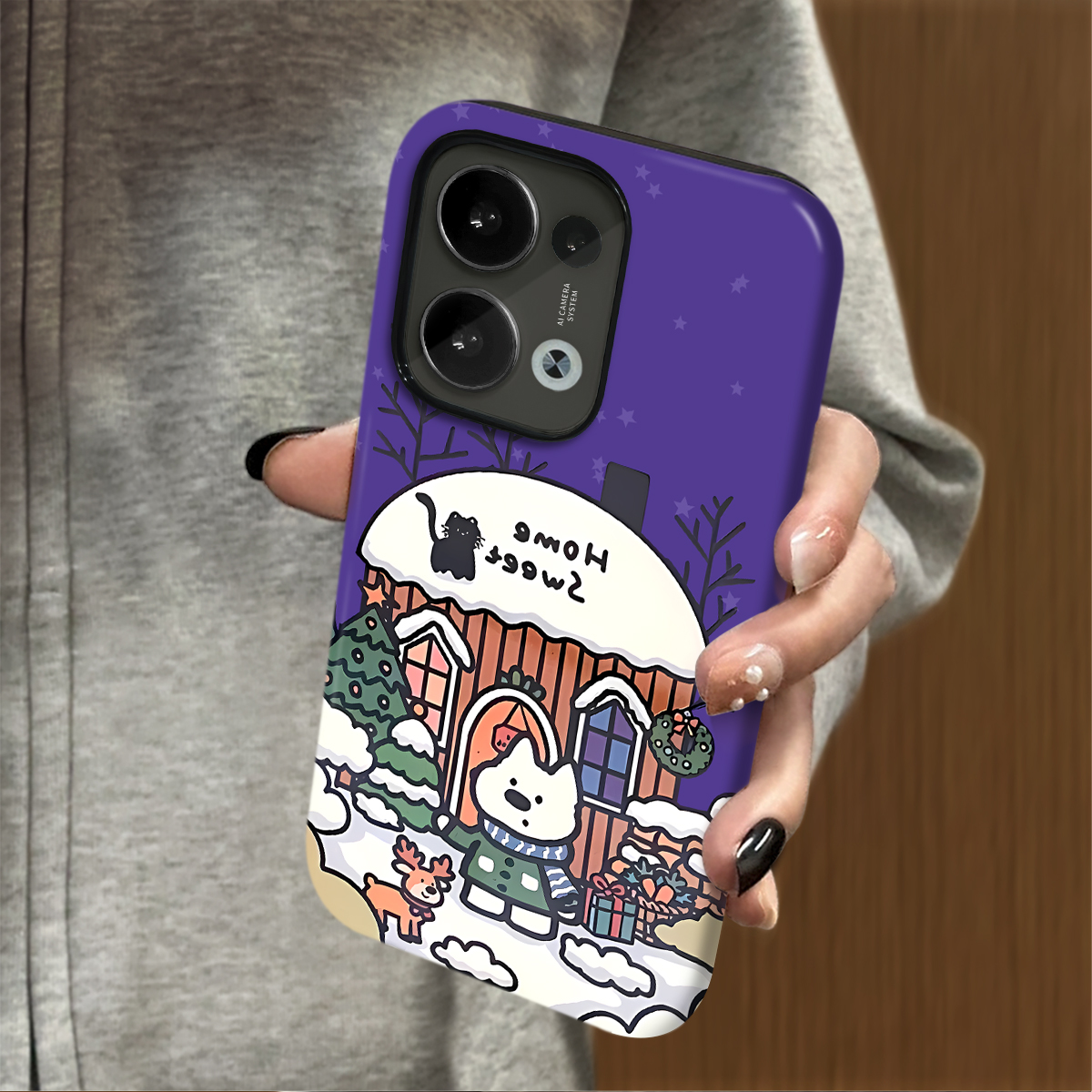 雪地小狗适用opporeno14手机壳reno13新款12oppofindx9pro+x8ultra11男10女款7情侣4oppoa5a3a97a96a58套a6gt