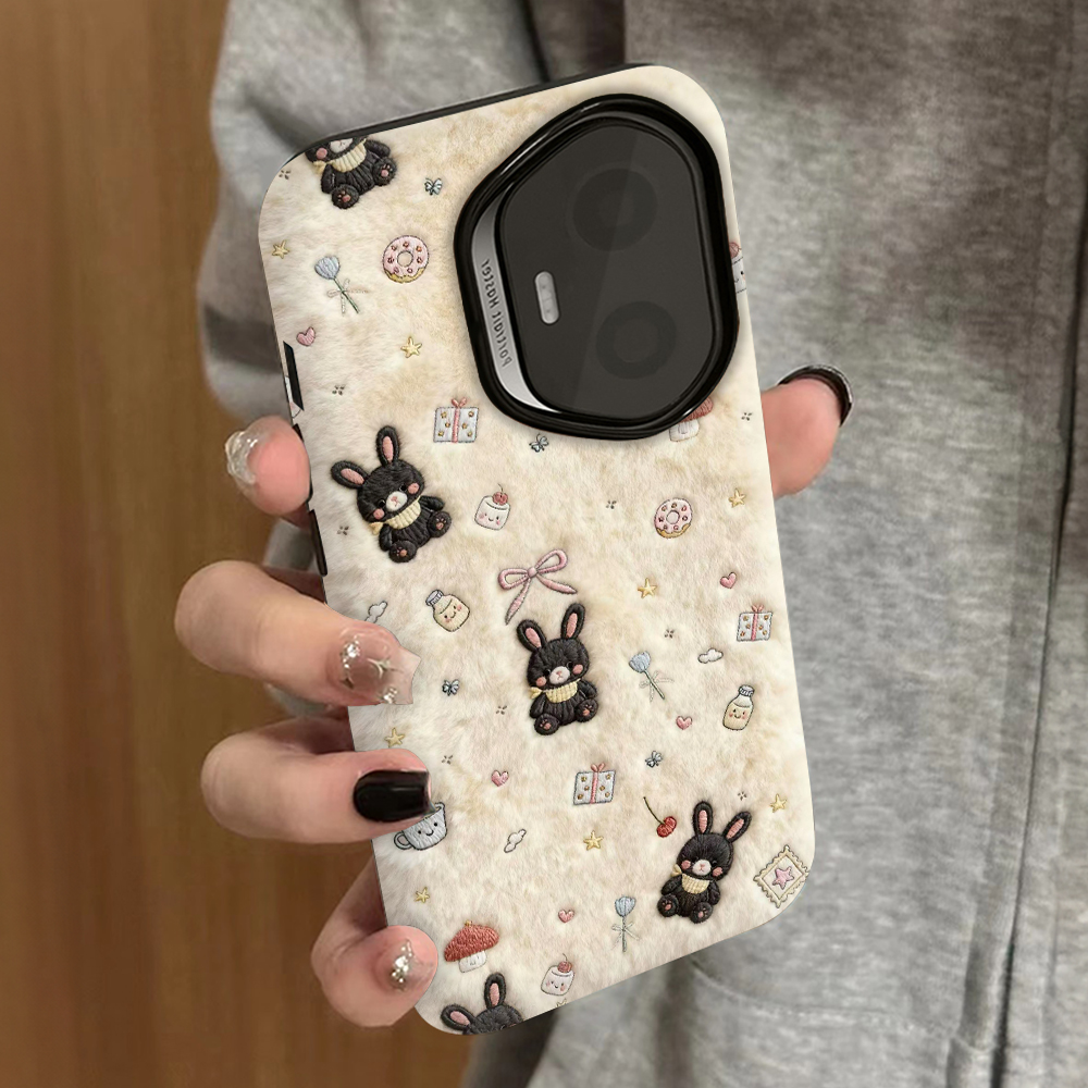 黑色兔子适用荣耀400手机壳300pro新款200防摔100男90gt80女款70情侣x60x50i菲林x40gt保护gtpro套magic7pro6