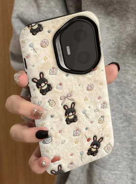 黑色兔子适用荣耀400手机壳300pro新款200防摔100男90gt80女款70情侣x60x50i菲林x40gt保护gtpro套magic7pro6