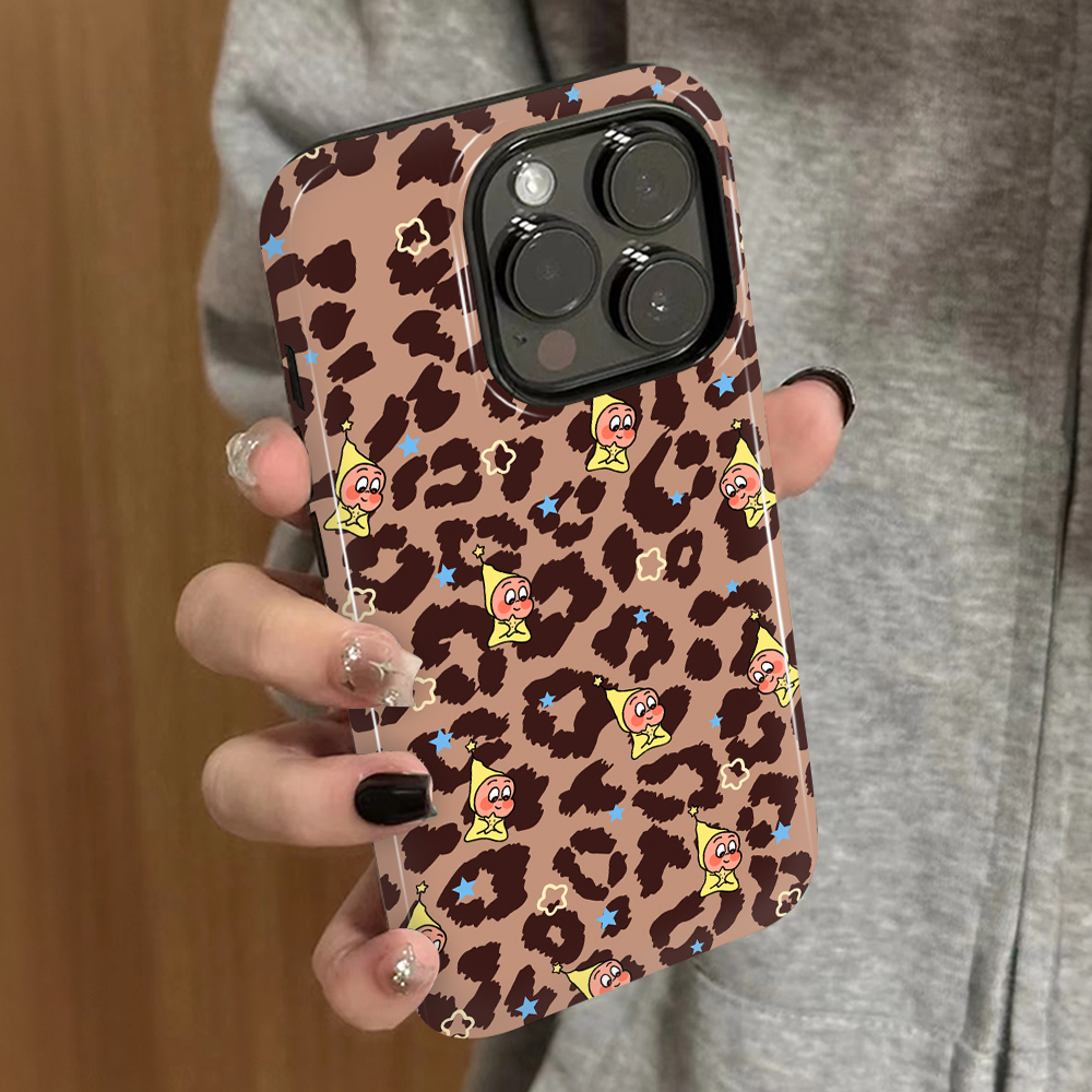 豹纹小人适用苹果17promax手机壳iPhone16pro新款15plus防摔14菲林13男12xsmax女款11xr情侣3se2外壳7套8plus