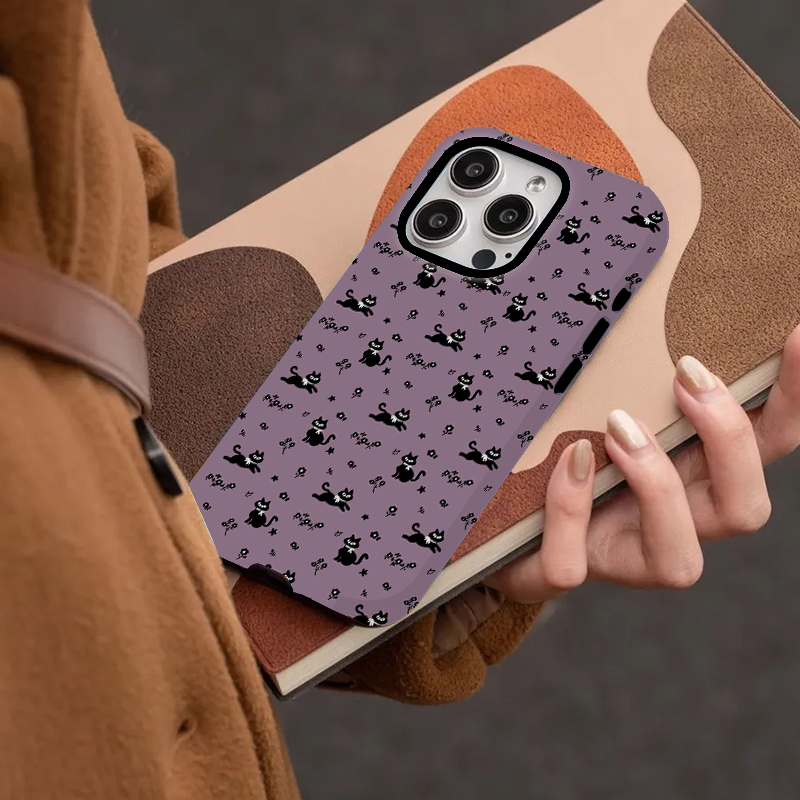 紫底黑猫适用oppoa3pro手机壳a2x新款a97a96a58a57a93s防摔a53s男5g一加ace5pro3v女款1+13情侣oneplus12套11