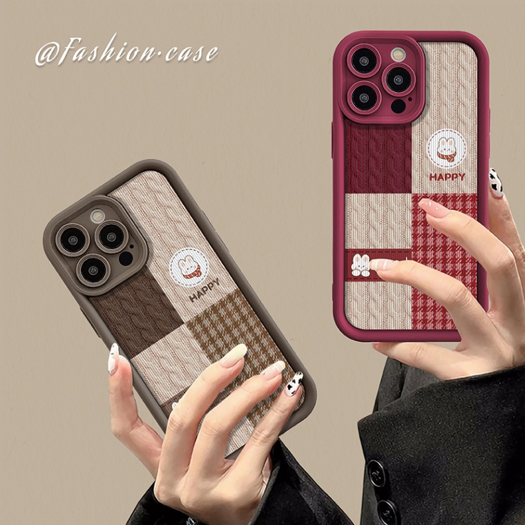 vivox90毛绒格子兔手机壳