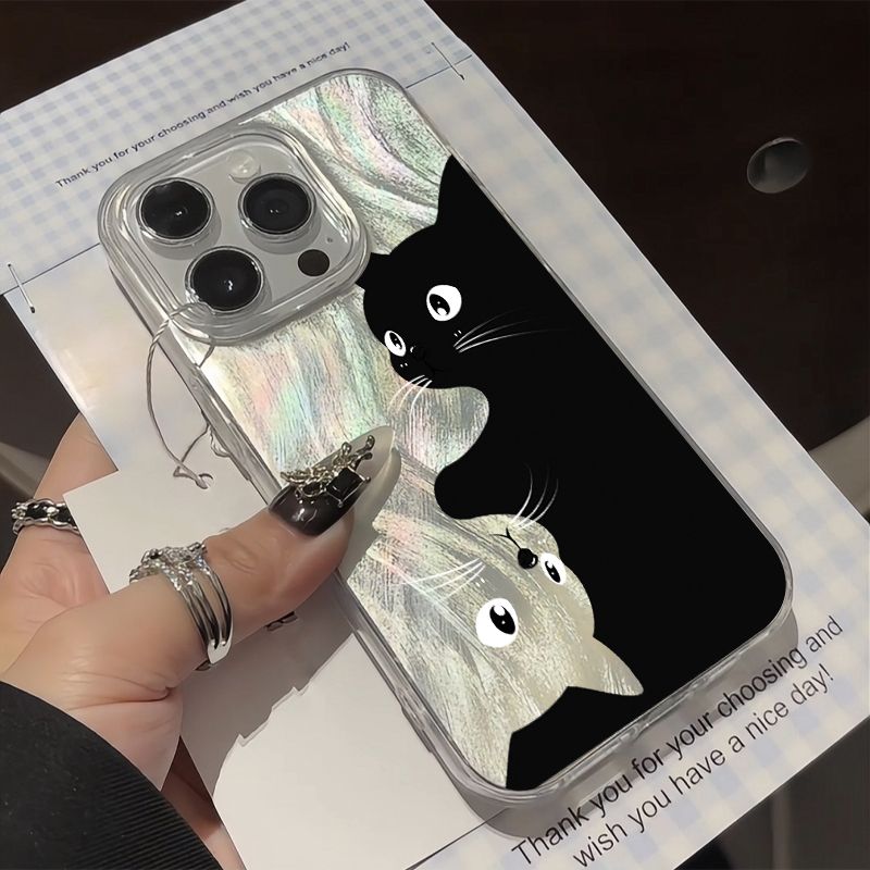 华为mate60pro手机壳黑色猫咪