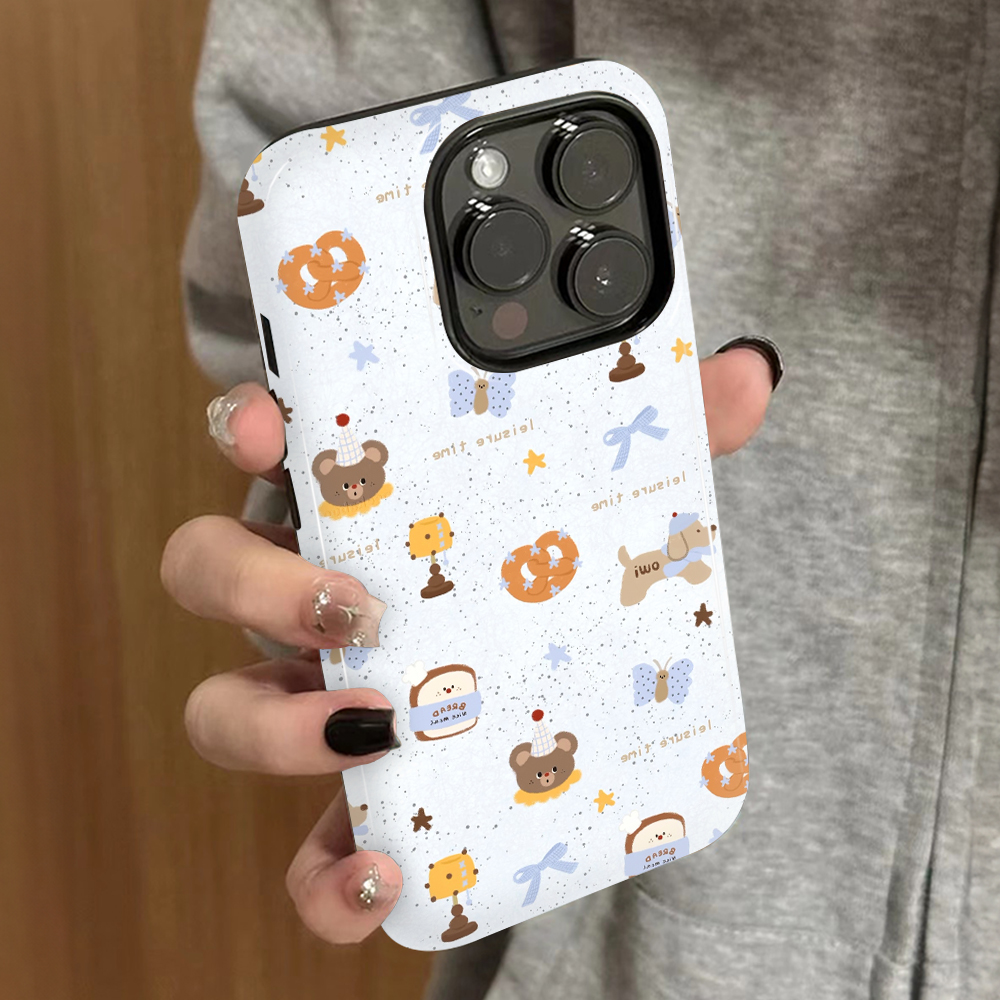 小熊面包适用苹果16promax手机壳iPhone17pro新款15plus防摔14菲林13男12xsmax女款11xr情侣3se2外壳7套8plus