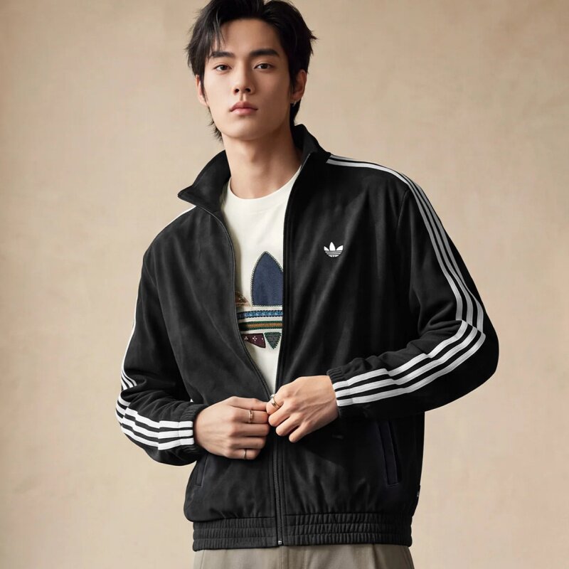 adidas阿迪达斯三叶草男装运动休闲三条纹立领上衣夹克外套KS9189