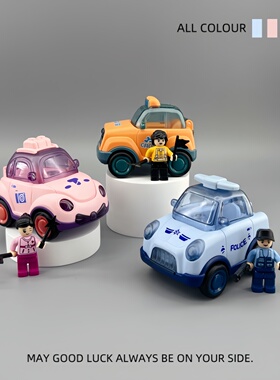 儿童卡通小汽车趣味男孩女孩宝宝益智惯性会动翻盖警车烘培玩具车