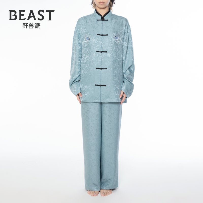 野兽派真丝提花对襟家居服
