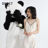 野兽派熊猫噗噗真丝提花吊带裙家居服生日礼物