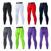 弹力健身训练春秋跑步速干打底压缩九分裤 篮球运动紧身长裤 薄款 男