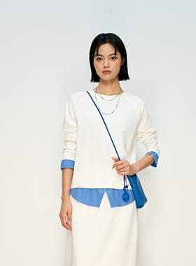 张小某 梨形定制 棉混纺柔软舒适假两件撞色长袖T恤1BW07T1920