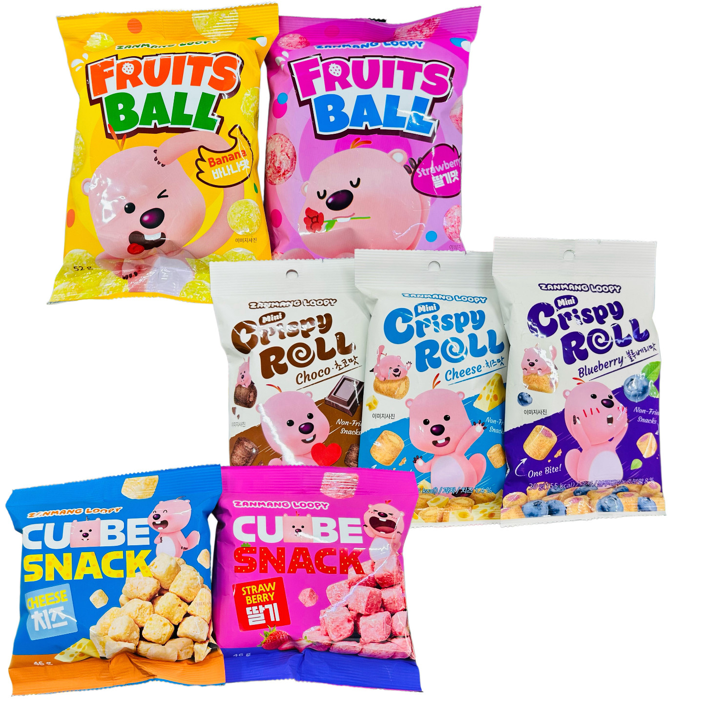 韩国进口赞萌露比草莓奶油芝士味小方块点心膨化追剧休闲小零食