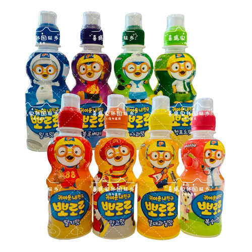 韩国进口啵乐乐儿童饮料Pororo果汁果味苹果蜜桃宝露露饮品235ml
