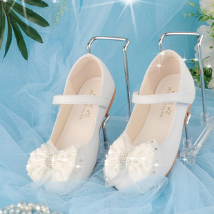 宝宝过年白色皮鞋儿童鞋子女童高端公主鞋秋冬洋气2024新款配礼服