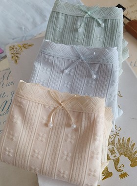 蝶安芬女士内裤25472中腰小平角提花全棉里裆纯色抗菌3条/2条