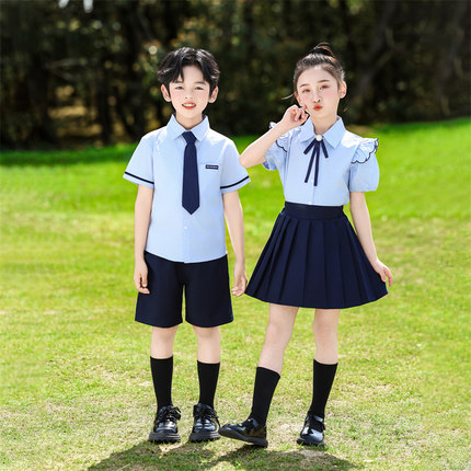 儿童校服衬衫男女通用夏季小学生六一合唱演出服透气班服