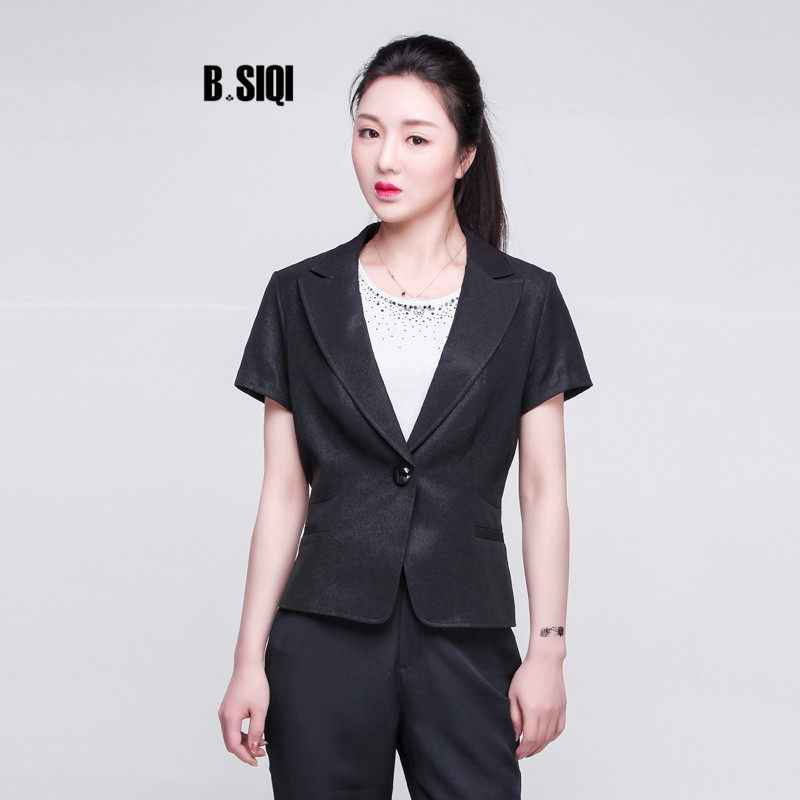 贝斯琦职业西装女2024新款酒店前台工作服正装短袖薄款西服MY295D