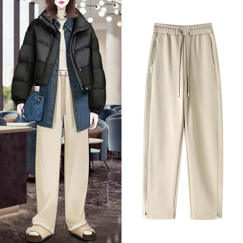 高级感秋冬厚款加绒款卫裤女慵懒风宽松显瘦休闲镰刀裤阔腿萝卜裤,女装/女士精品,卫裤,淘宝优惠券,粉丝福利购,淘宝优惠卷