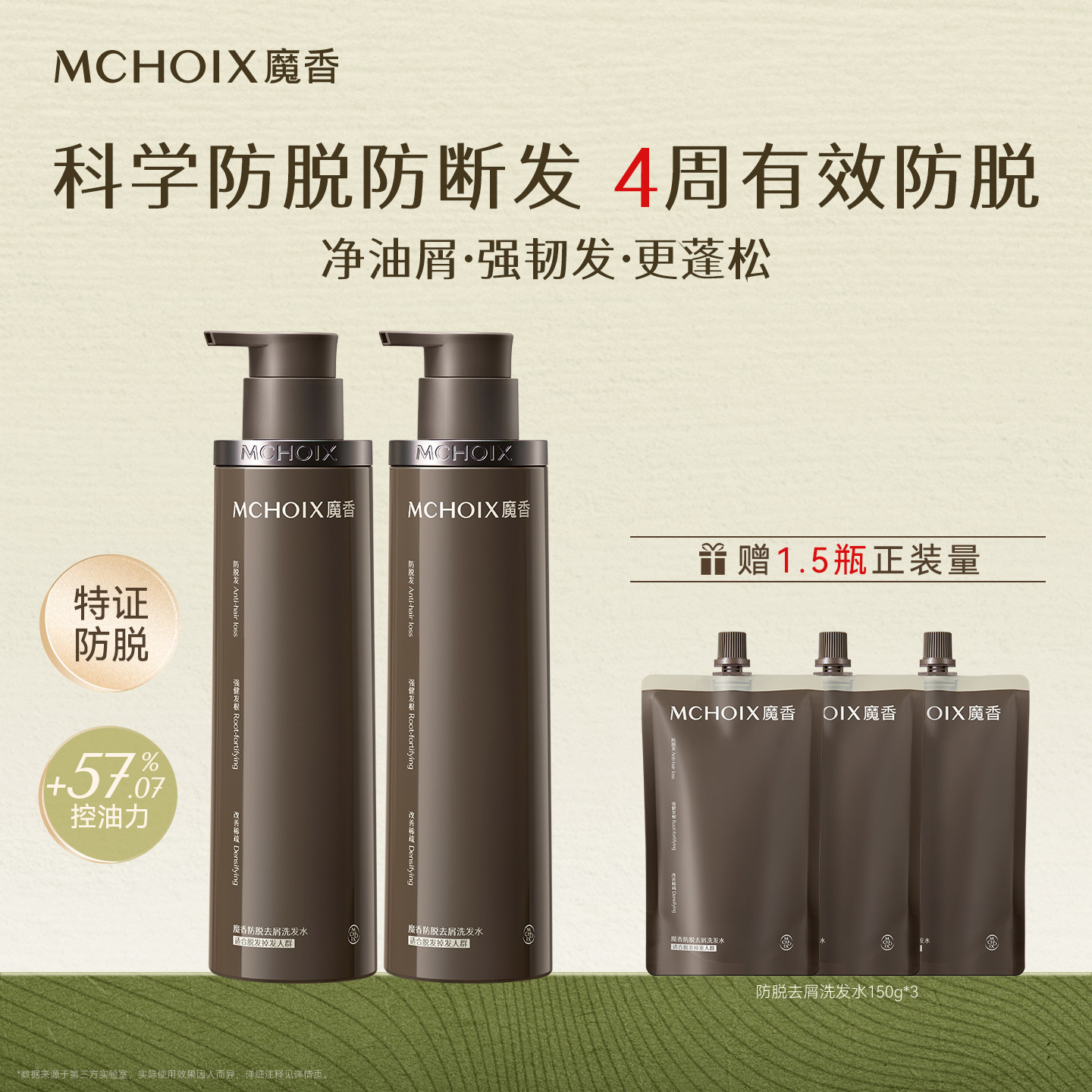 【晓华推荐】魔香特证双重防脱防断洗发水人参生姜固发去屑洗发乳