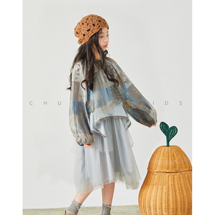 初羽家童装儿童连衣裙春季2026新款女童复古拼接洋气公主裙长裙