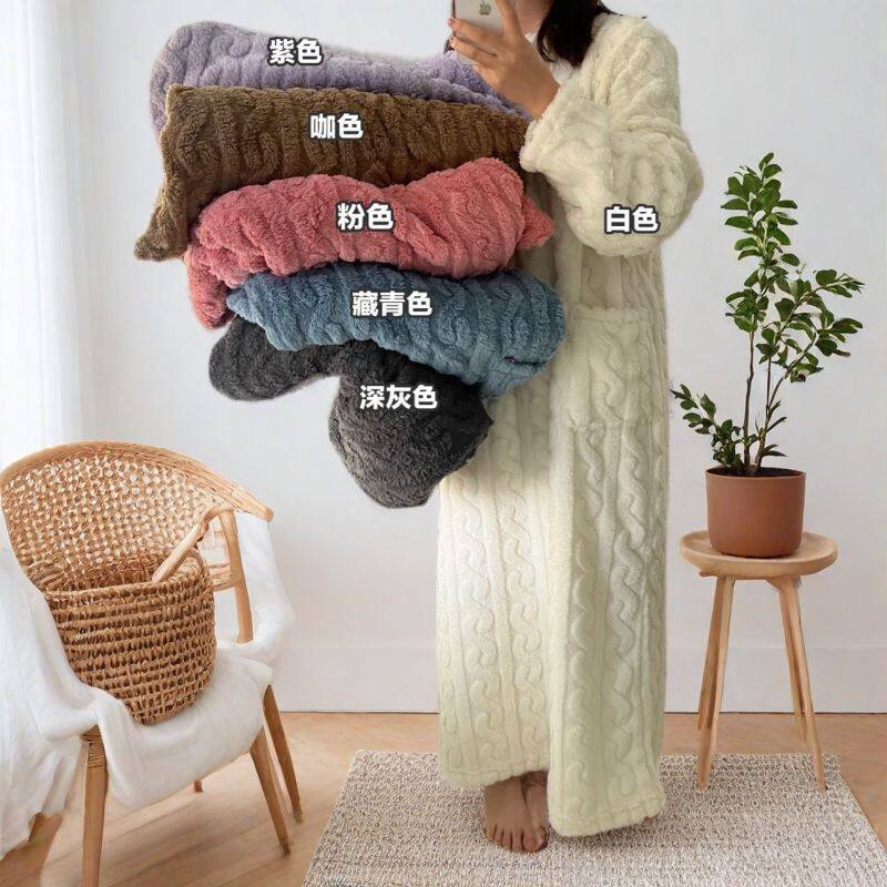 珊瑚绒睡裙女冬天加厚保暖家居服秋冬长款可外穿睡衣睡袍休闲裙子