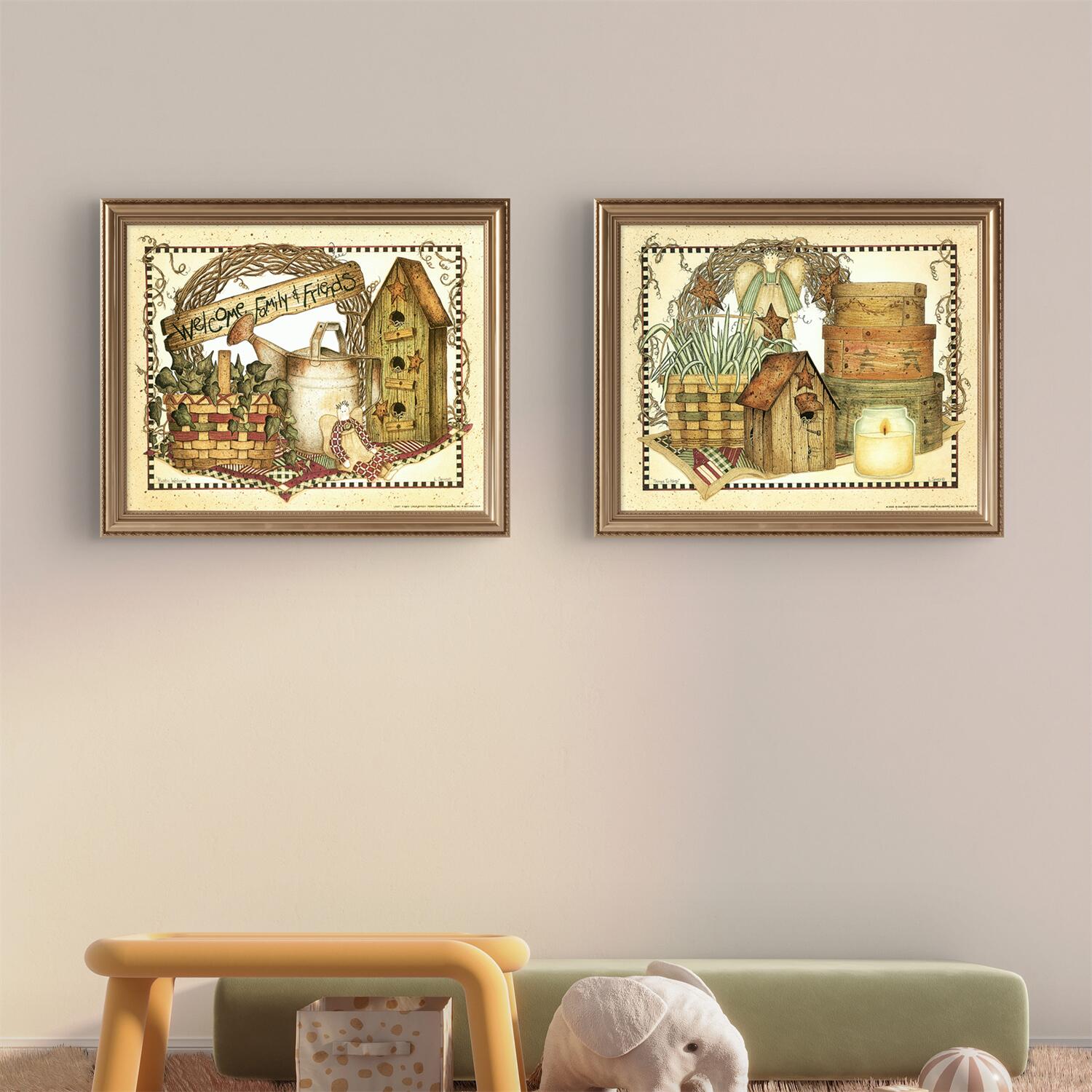 小鸟的家可爱卡通装饰画内芯海报挂画芯自粘墙贴画儿童房美式乡村图片