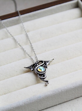 复古龙形银色链条锁骨链女款