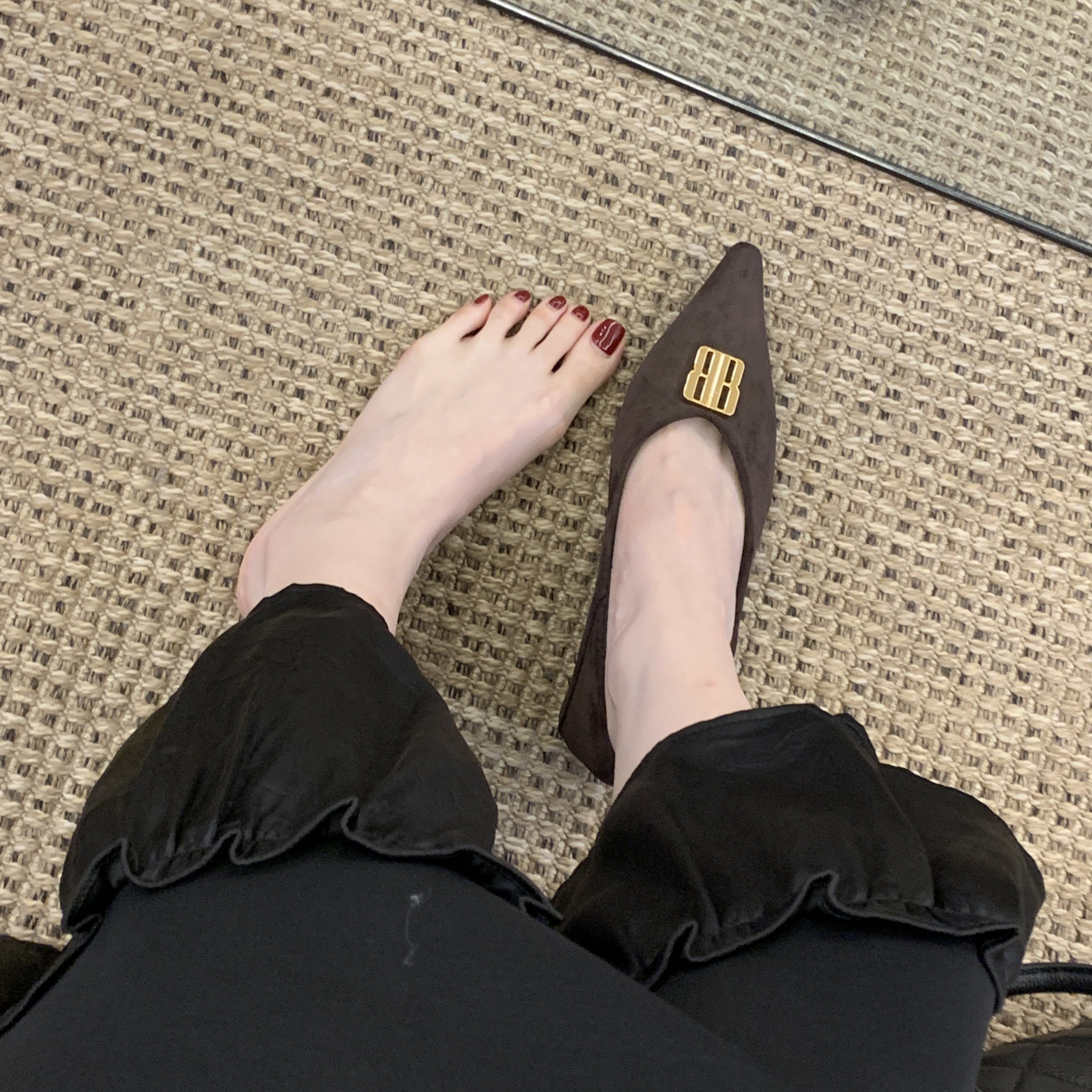 MUMU法式优雅金属扣尖头浅口单鞋女猫跟绒面百搭通勤鞋不累脚,女鞋,浅口单鞋,淘宝优惠券,粉丝福利购,淘宝优惠卷