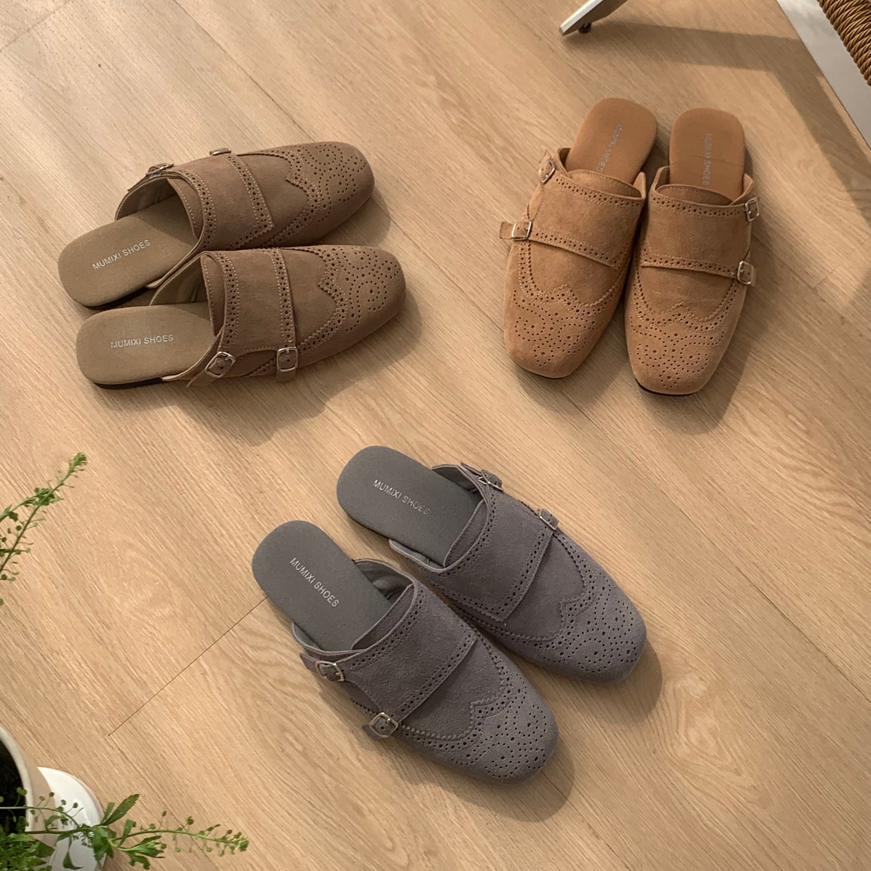 MUMU复古英伦风雕花双扣带穆勒鞋女平底软皮百搭舒适半拖鞋,女鞋,浅口单鞋,淘宝优惠券,粉丝福利购,淘宝优惠卷