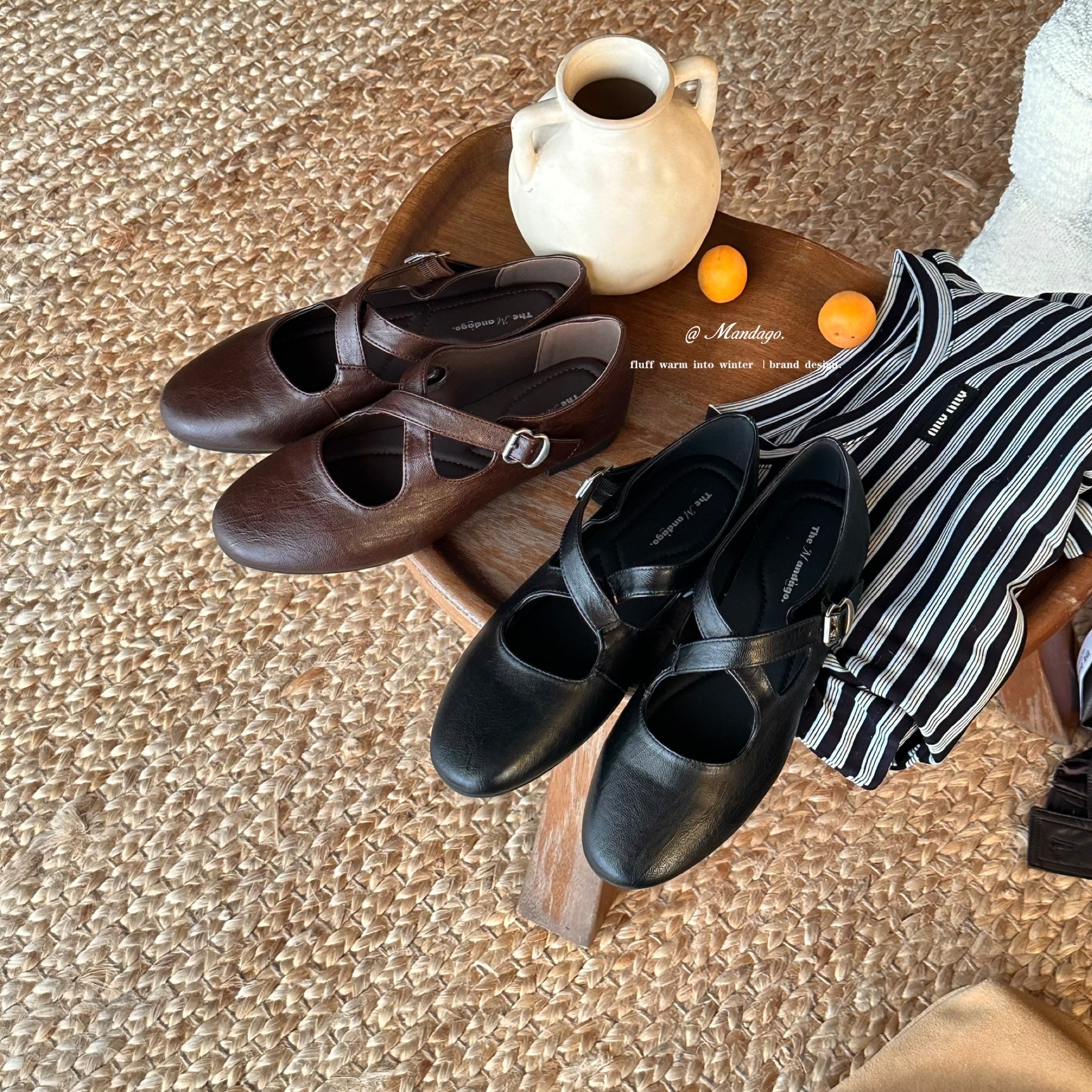 MUMU 复古miu系交叉带扣平底芭蕾舞玛丽珍鞋高级通勤女鞋圆头单鞋