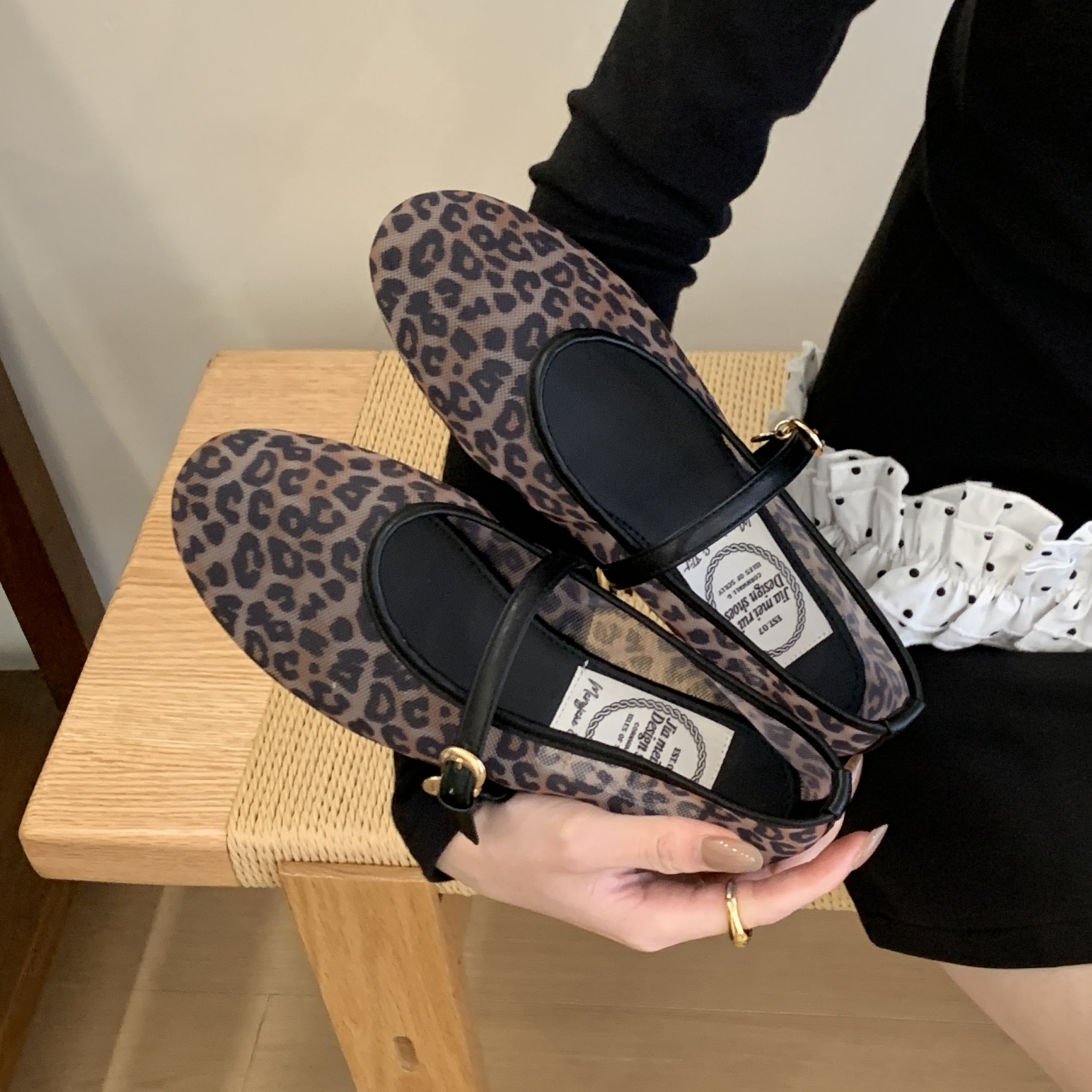 MUMU豹纹一字带玛丽珍鞋女平底圆头百搭单鞋2025新款,女鞋,浅口单鞋,淘宝优惠券,粉丝福利购,淘宝优惠卷