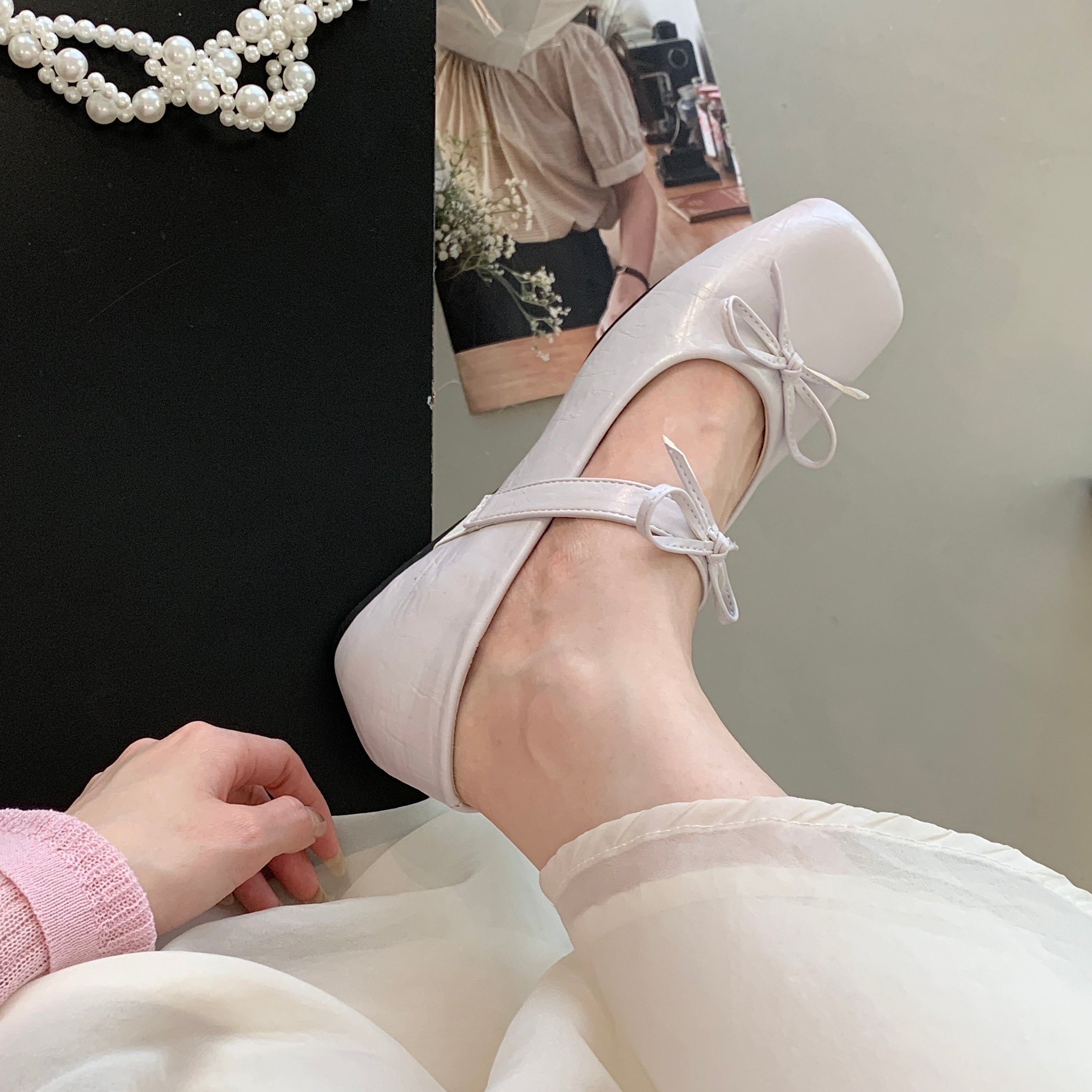 MUMU甜美风方头蝴蝶结玛丽珍鞋女平底芭蕾舞鞋仙女单鞋,女鞋,浅口单鞋,淘宝优惠券,粉丝福利购,淘宝优惠卷