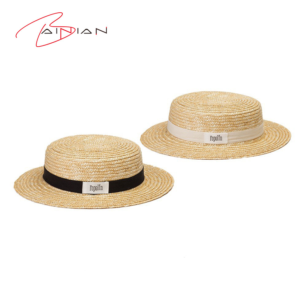 百搭麦秆草礼帽平顶帽