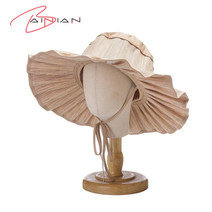 春夏新款时尚儿童可折叠百褶型草帽户外旅游遮阳防晒草帽潮大檐帽