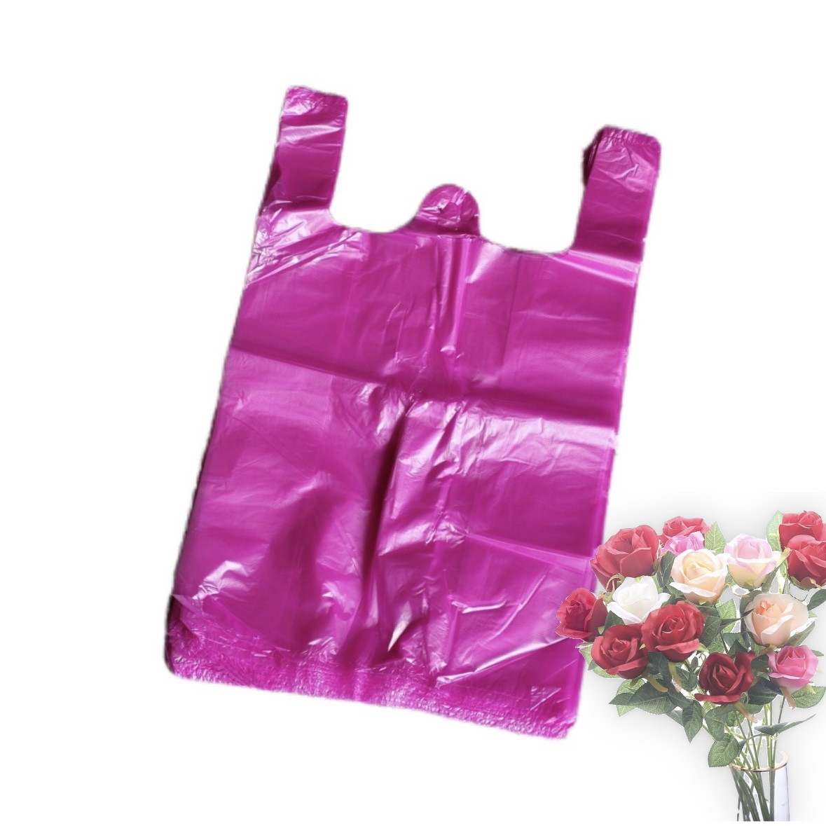 粉红色小中大塑料袋购物方便袋手提包装批发垃圾袋多用途24/32/36