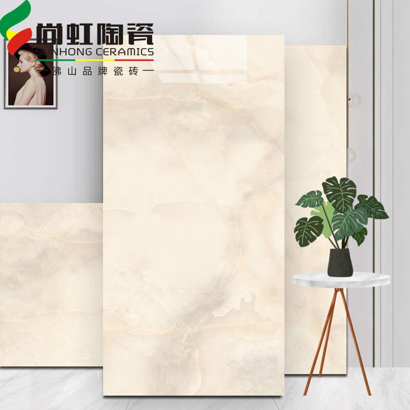意式轻奢玉石瓷砖600x1200客厅地砖香槟玉大理石砖750*1500超白胚