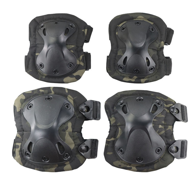 迷彩战术护膝护肘四件套跪地爬行训练作战装备真人骑行运动护具
