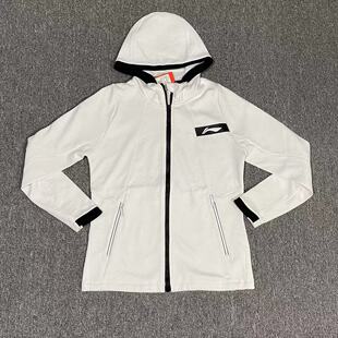 李宁CBA赞助男子篮球运动休闲加绒连帽拉链卫衣外套黑色白色875