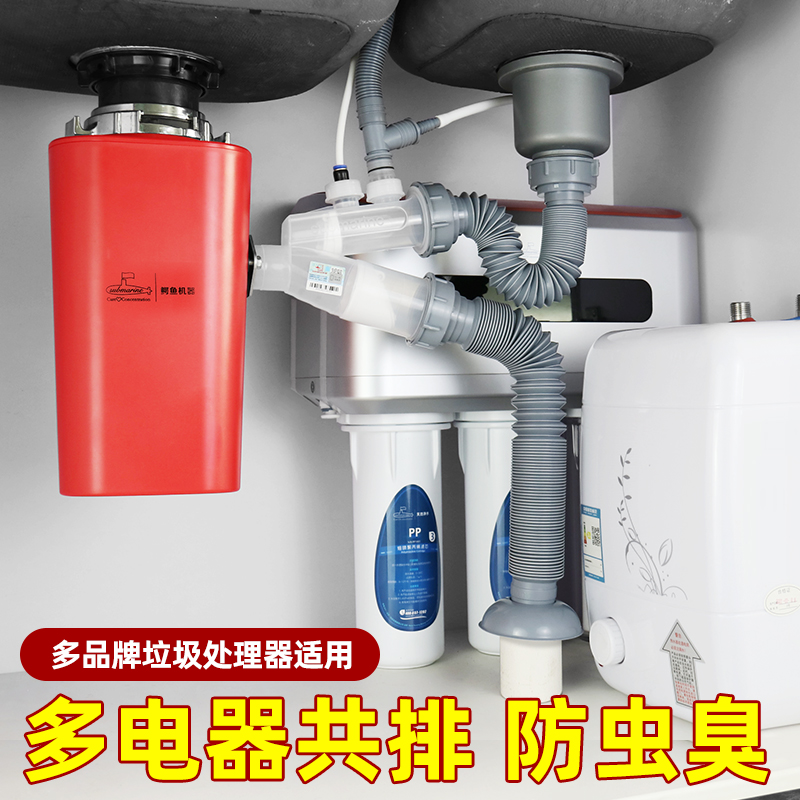 潜水艇厨房食物垃圾处理器下水管菜盆单双槽粉碎机厨余下水器配件