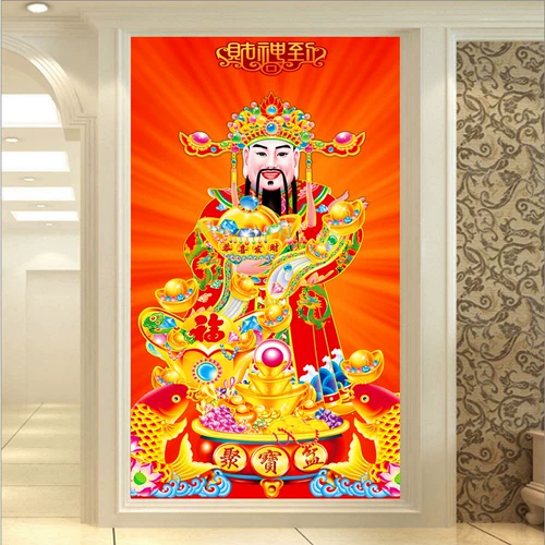 Бог богатства бриллиантские алмазные буровые бурные комнаты спальня Fortune God Drilling Cross вышивка 2023 Новая вышитая бриллианто