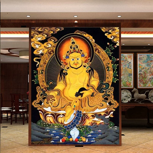 Бриллиантовая живопись гостиная Будда Статуя Тхангки Желтая Фортуна Алмаз Крест -поход