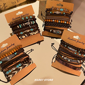 古着废土风男手链波西米亚民族风女手绳小众款 叠戴手串手饰 情侣款