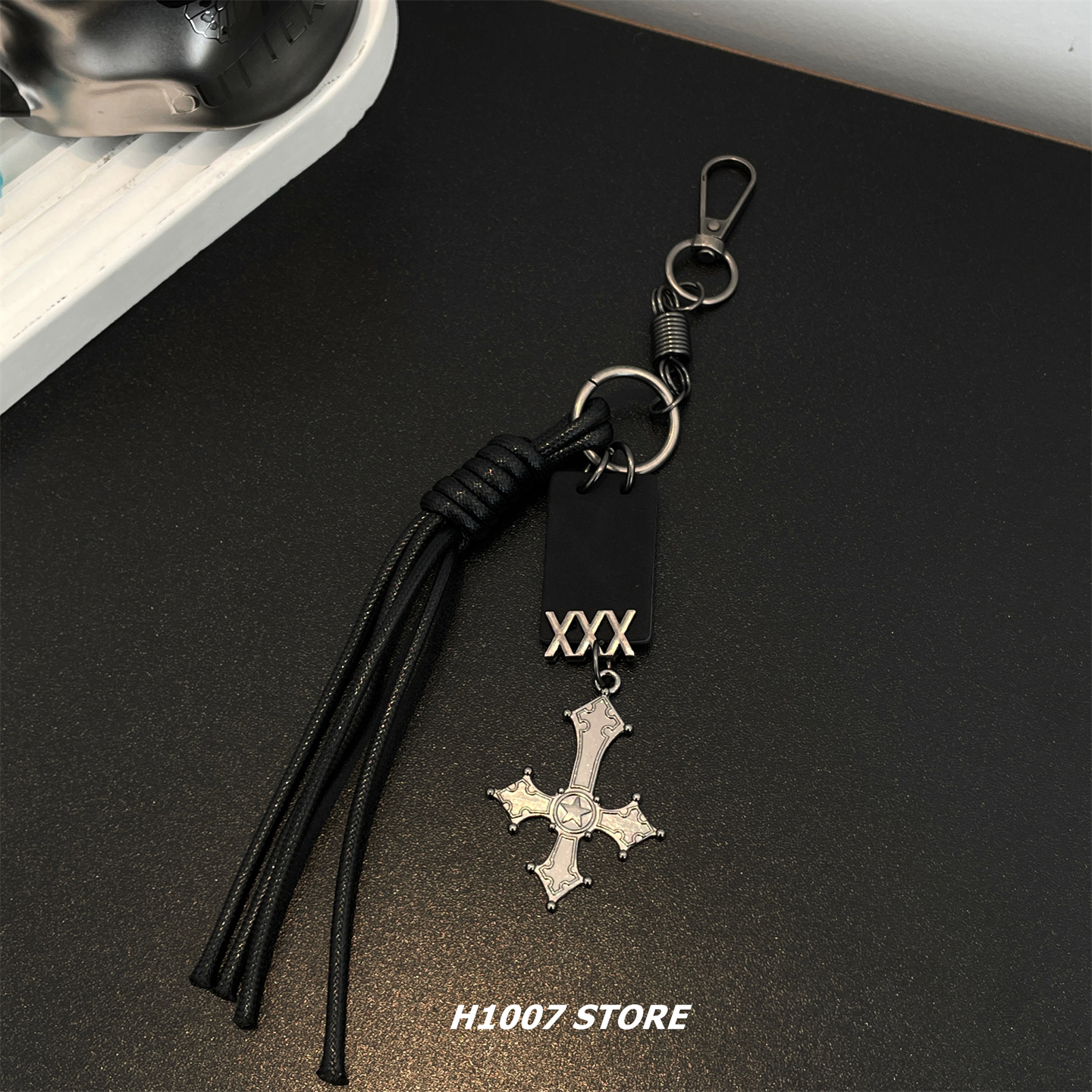 十字架编绳男裤链女嘻哈风小众设计感牛仔裤工装裤挂链包挂钥匙扣