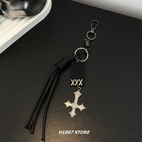 十字架编绳男裤链女嘻哈风小众设计感牛仔裤工装裤挂链包挂钥匙扣