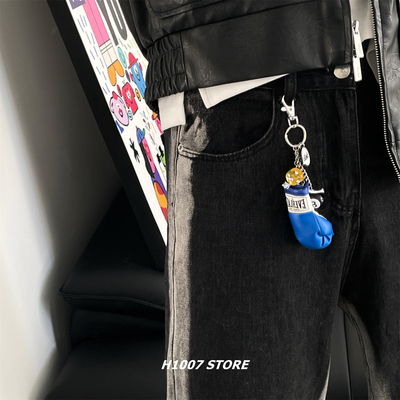 蓝色拳击小手套挂件男款裤链女嘻哈风钥匙包挂工装裤跳舞腰间挂饰