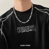 缠绕拼接小众设计男款 项链女生冷淡风嘻哈高级情侣毛衣卫衣链新款