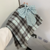 川町香 薄巧 薄荷绿灰显白原创jk学生格裙百褶裙学院短裙半身裙